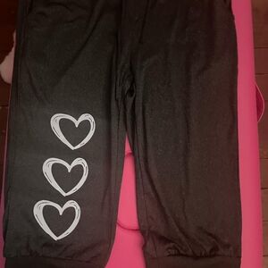 Cozy Black Joggers with Heart Design